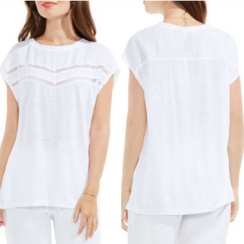 Two by Vince Camuto - Crochet Lace 100% Linen Top